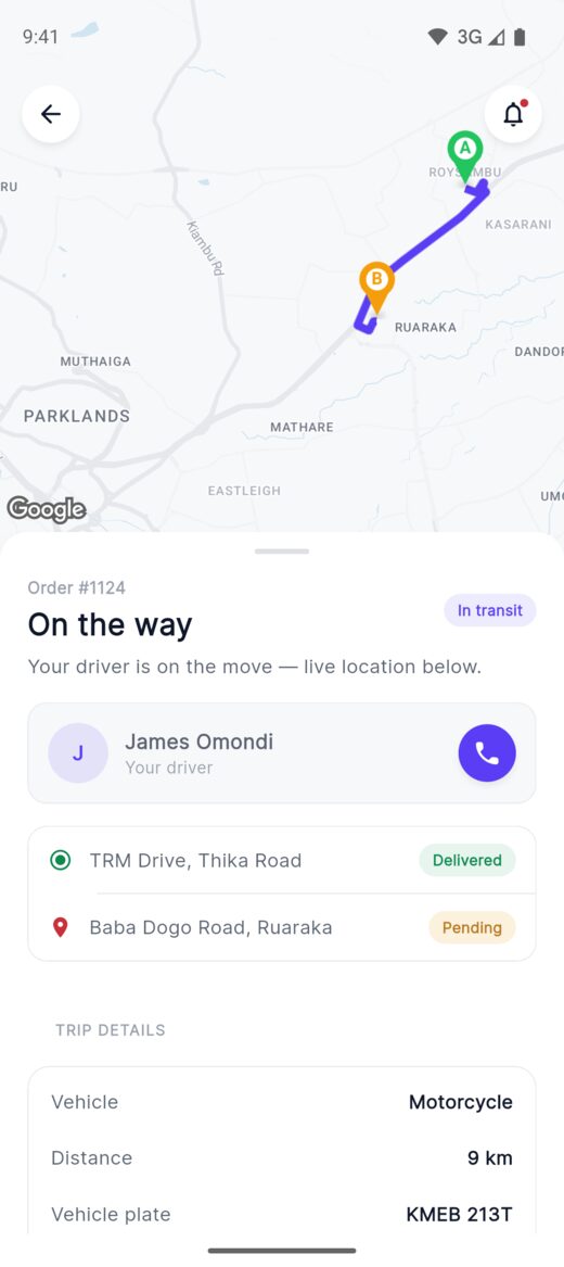 Customer live tracking