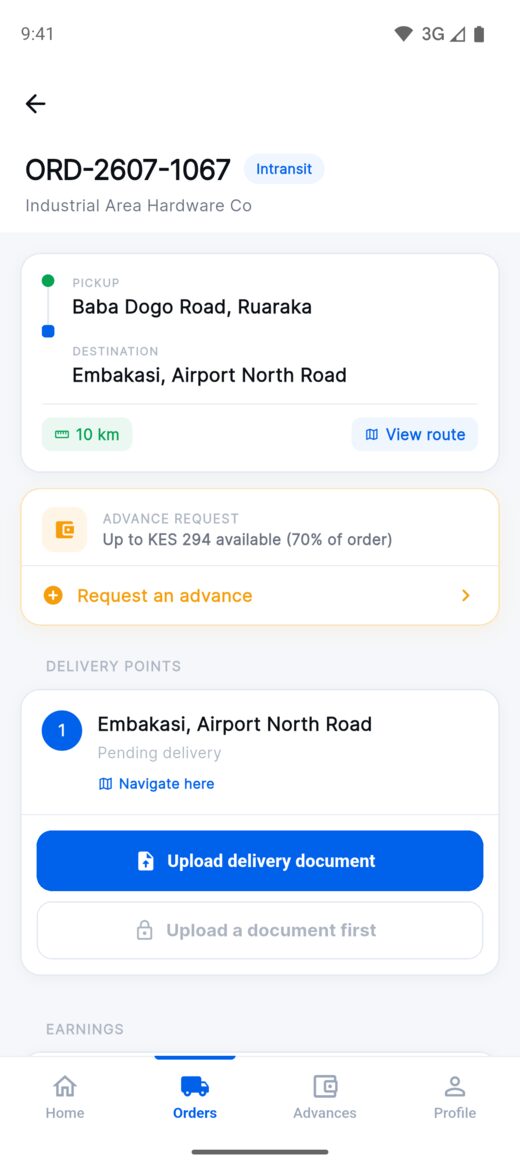 Driver order detail
