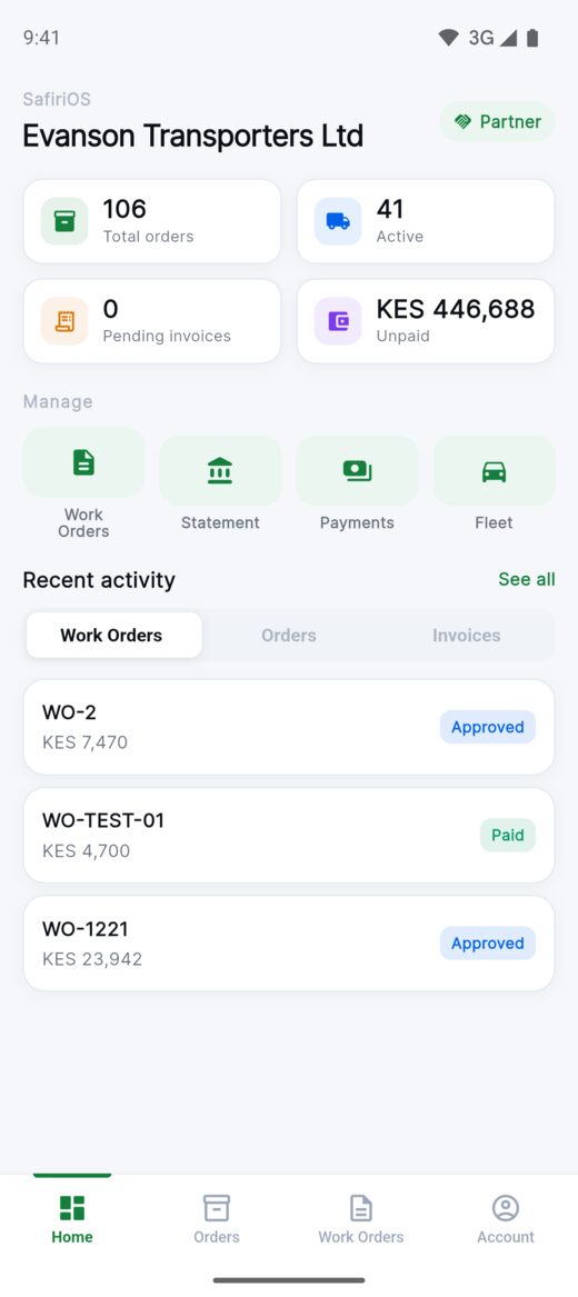 Partner app dashboard